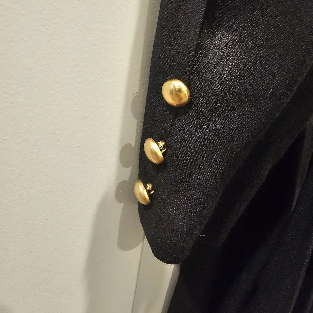 Vintage JBS Ltd Navy Maxi Dress with Embroidered Cropped Jacket Size 12
